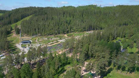 aerial view isaberg mountain resort in sweden in summer