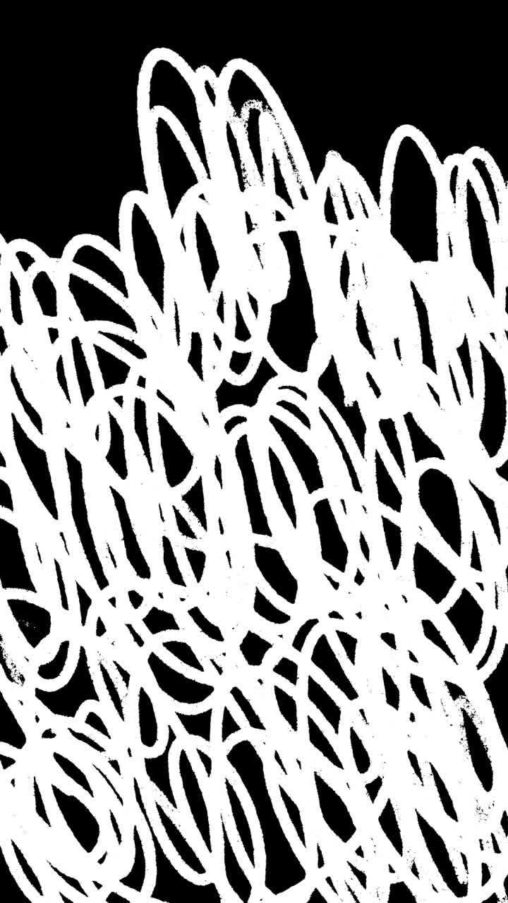 White Scribbled Lines Animating on Black Background