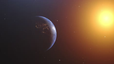 animated planet earth and sun in space