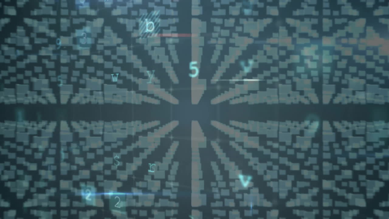 컴퓨터 회로판을 통해 경고 텍스트 및 데이터 처리의 애니메이션