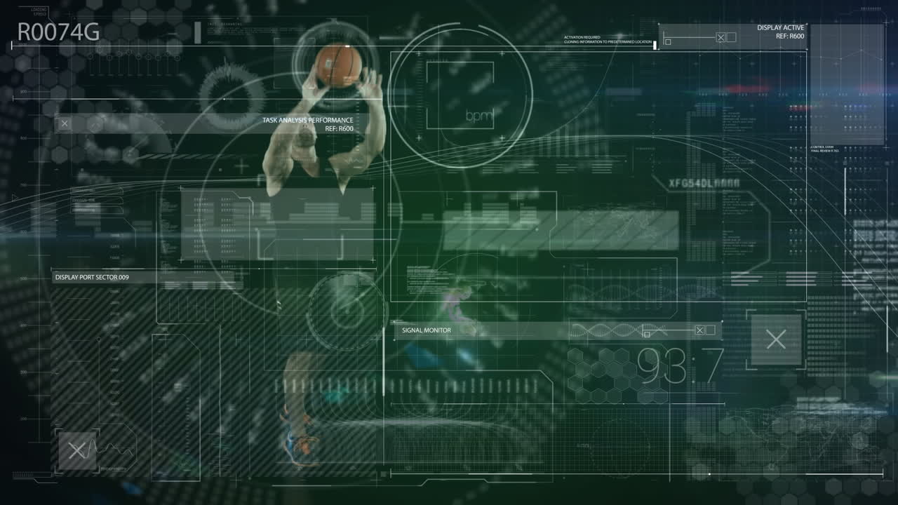 농구 선수의 애니메이션, 스 스캔 및 데이터 처리