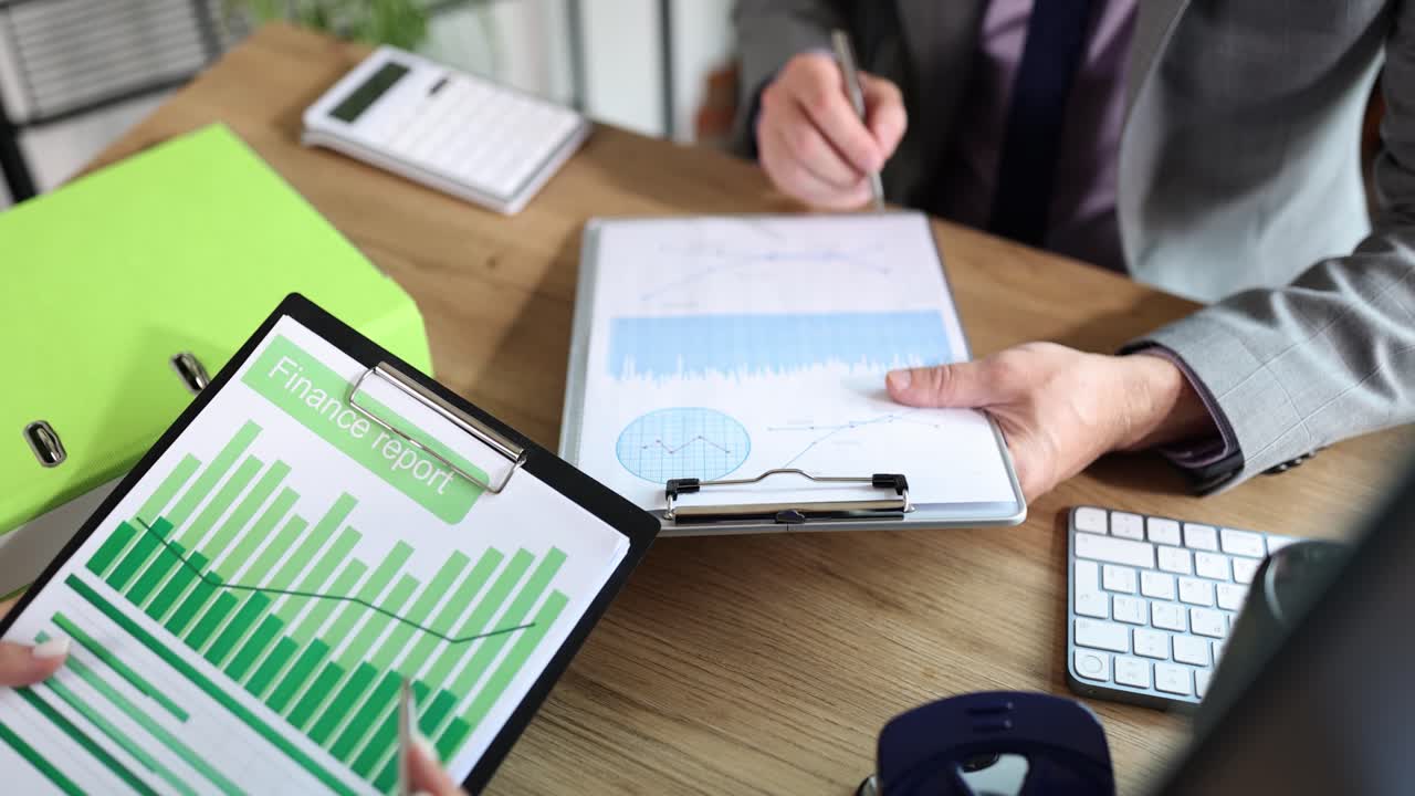 Finance report and business data on the office desk