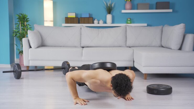 Young athlete man doing sports exercising. Healthy lifestyle.