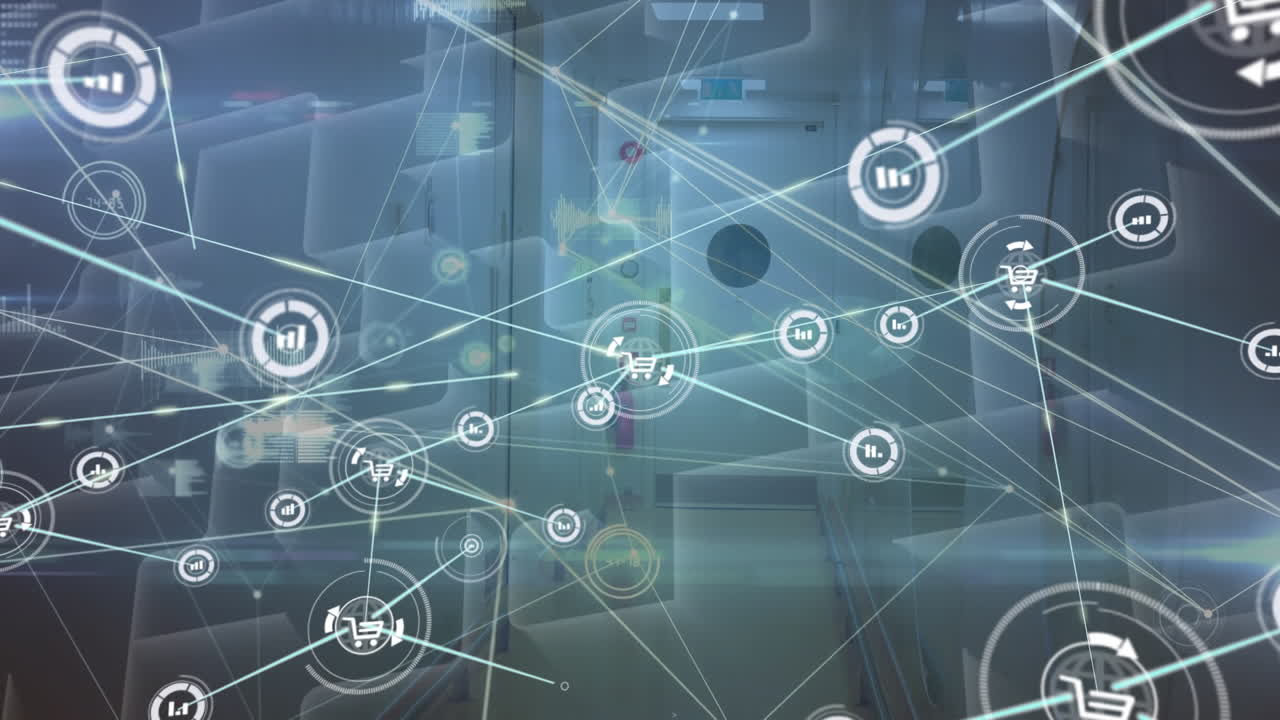 red de conexiones sobre formas de fondo.