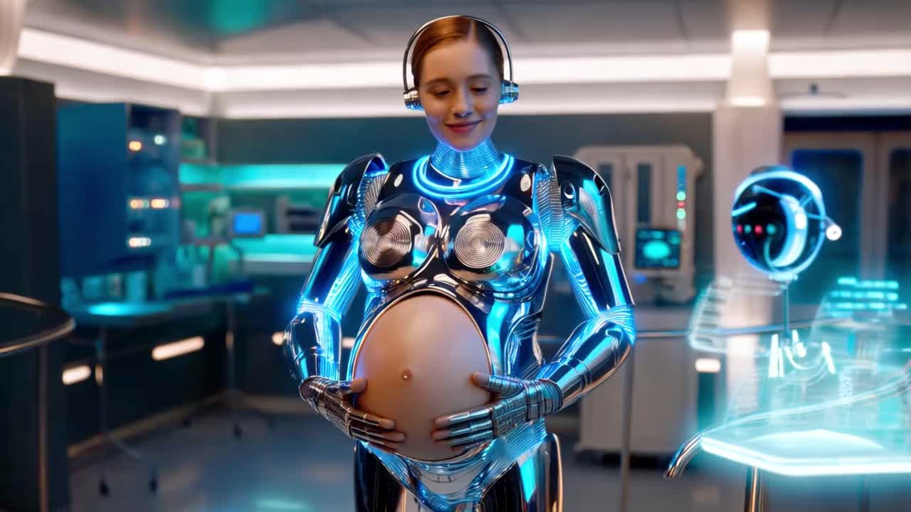 A pregnant robot of the future