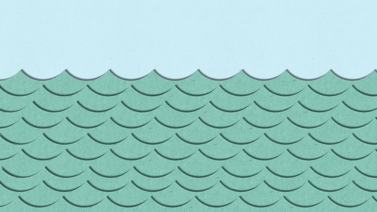 현실적인 가운 파란색 종이 텍스처 파동 일러스트레이션과 밝은 하늘 루프 애니메이션과 알파 마스크