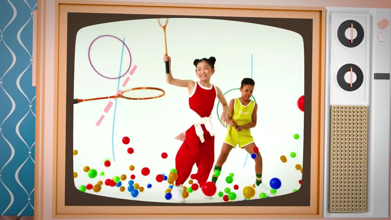 Templat grafis gerak modern yang dirancang untuk konten video pembuka TV anak-anak