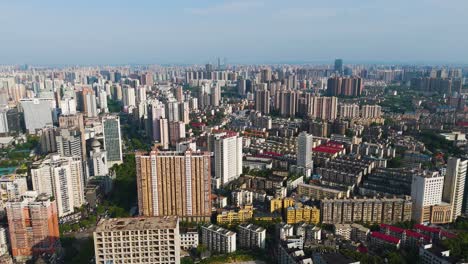 aerial shot of the residential district with large apartments in changsha