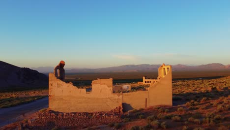 ghost-town-in-Rhyolite-Nevada-in-aerial-reveal