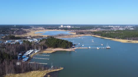 small harbor at bay on a sunny day