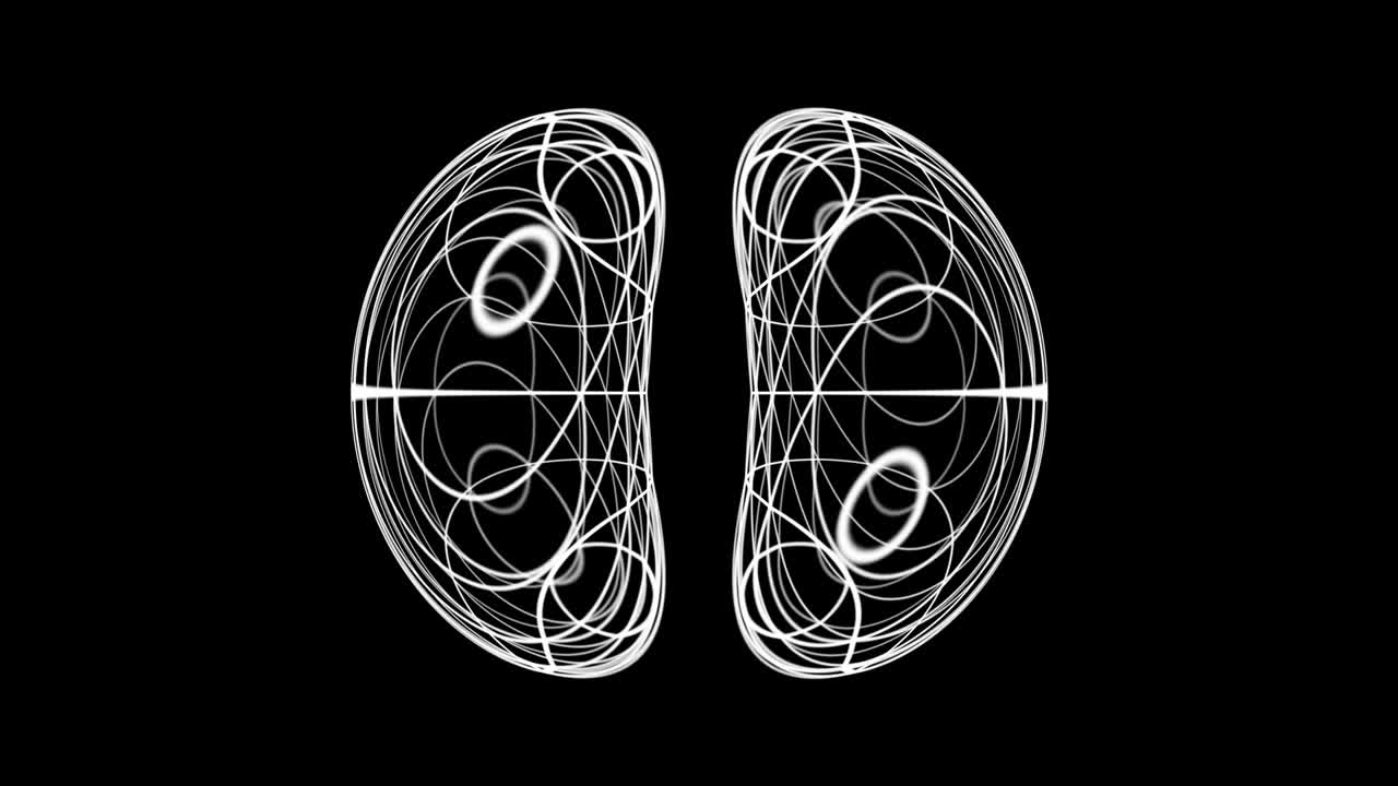 4k видео футуристической голограммы легких на черном фоне.