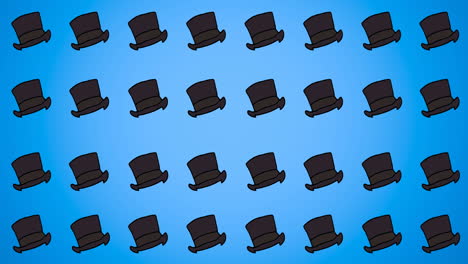 animation of black hat repeated on blue backgroud