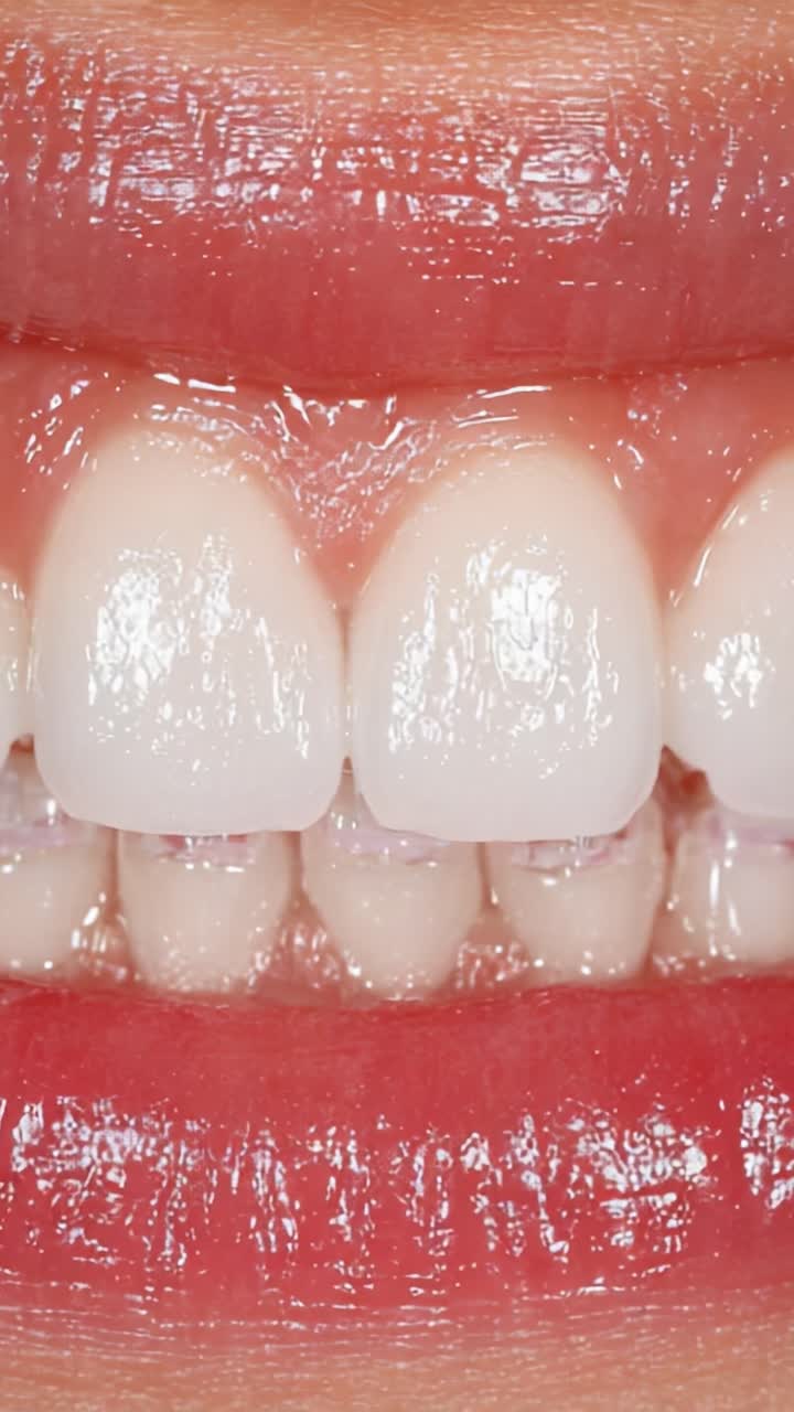 Enhancing Oral Aesthetics: Close-Up Views of a Smile with Aligned Teeth Showcasing Effective Orthodontic Treatment and Improved Dental Appearance in Two Distinct Frames
