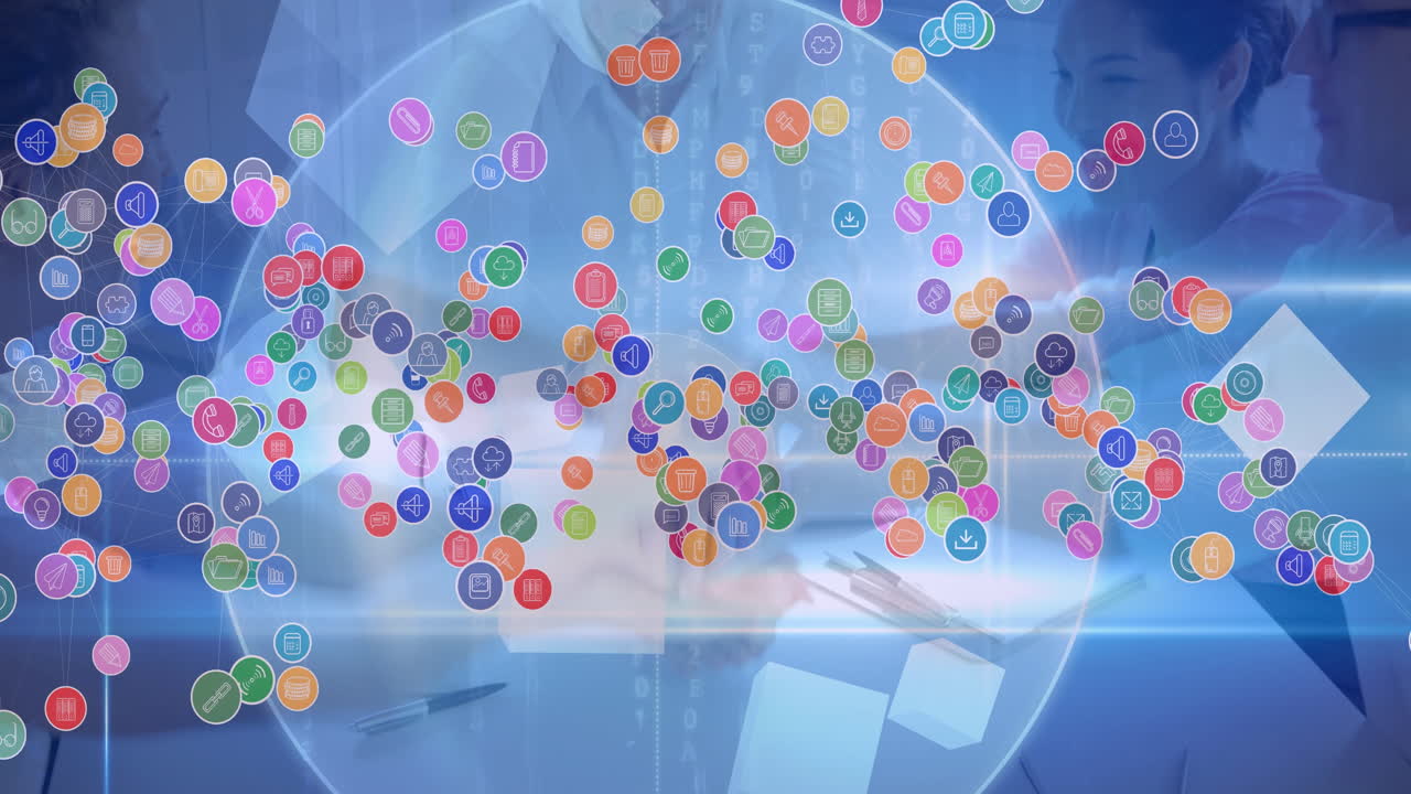 비즈니스 사람들에 대한 아이콘과 연결 네트워크의 전 세계의 애니메이션