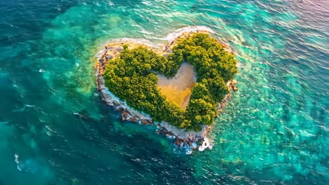 a heart shaped island in the middle of the ocean