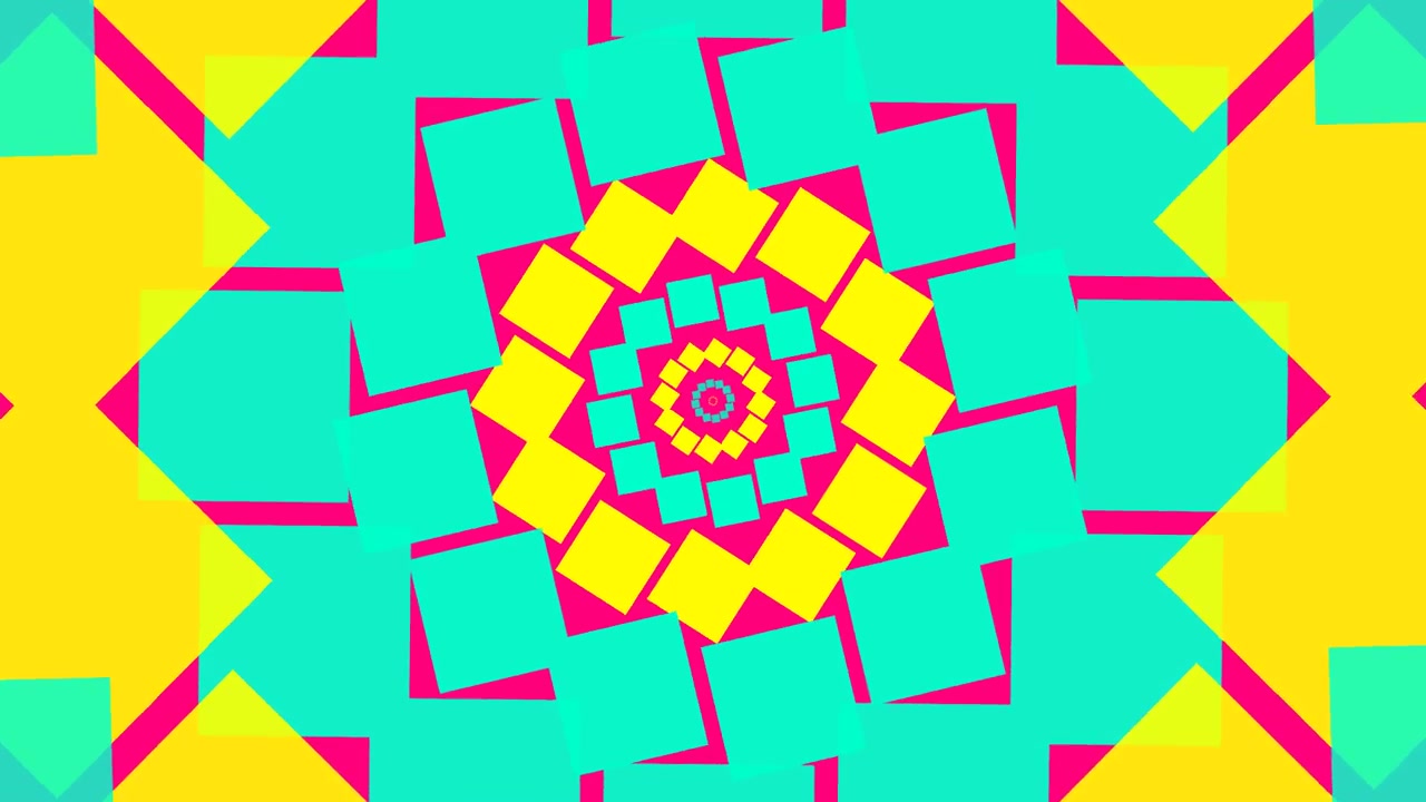 Abstract Geometric Kaleidoscope Animation with Rotating Squares