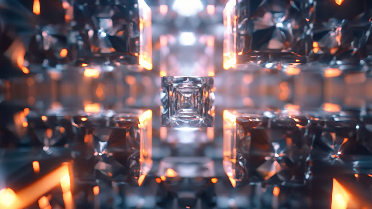 Abstract Geometric Cubes with Glowing Light