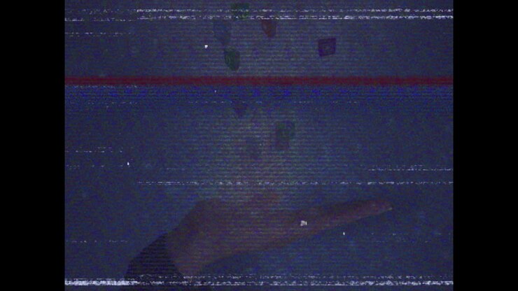 Animation of interference over hand of caucasian woman and media icons