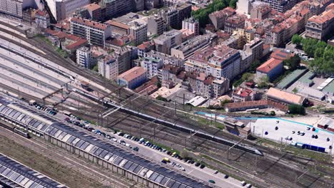 train arrives at train station marseille-st-charles