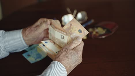 male businessman in retirement holding business deals being general accountant, entrepreneur owner keeping accounts in office room, elderly businessman sitting at the desk table and counting money