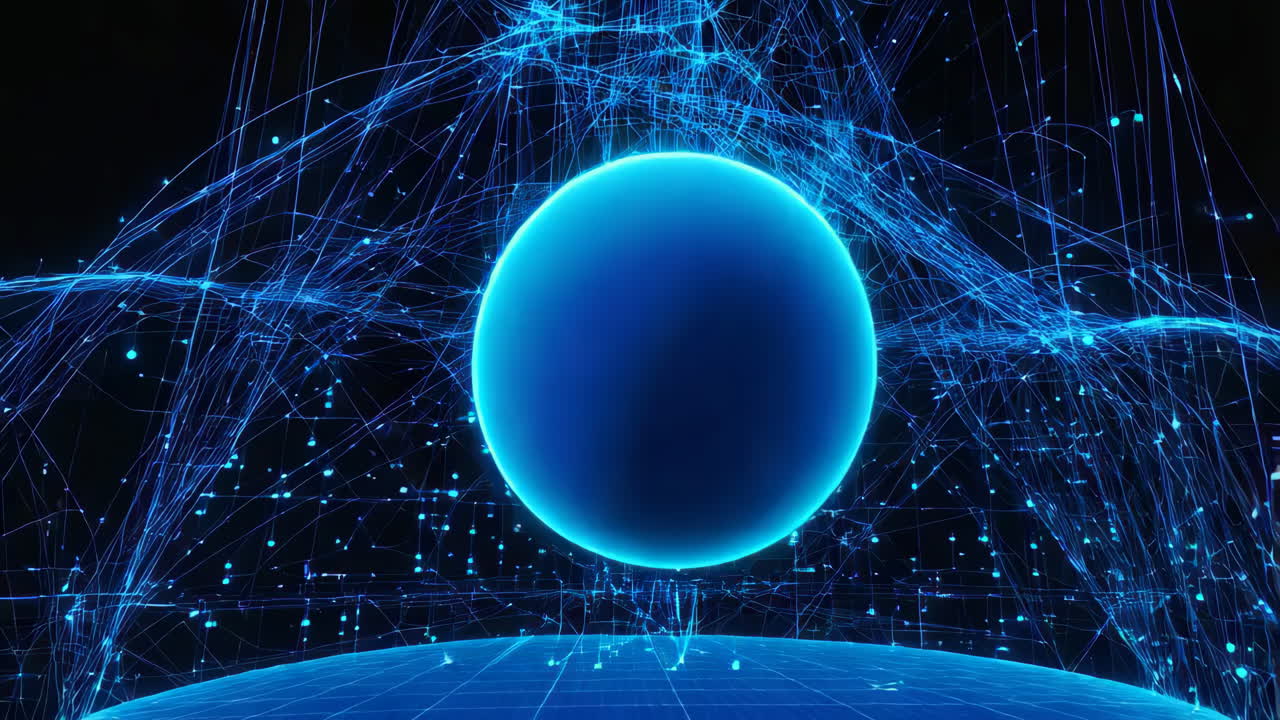 Abstract Blue Sphere with Network Connections