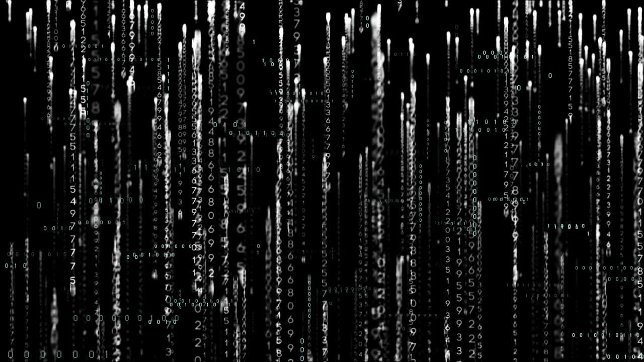 Animation of data processing on black background