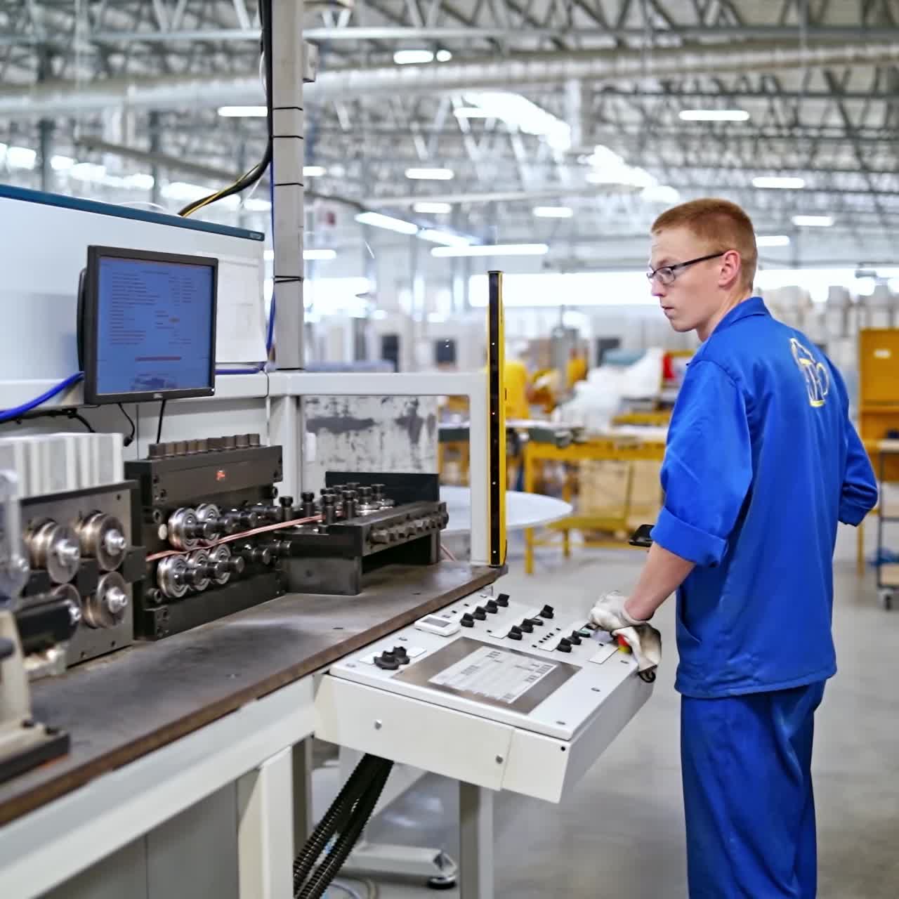 Man working at production line
