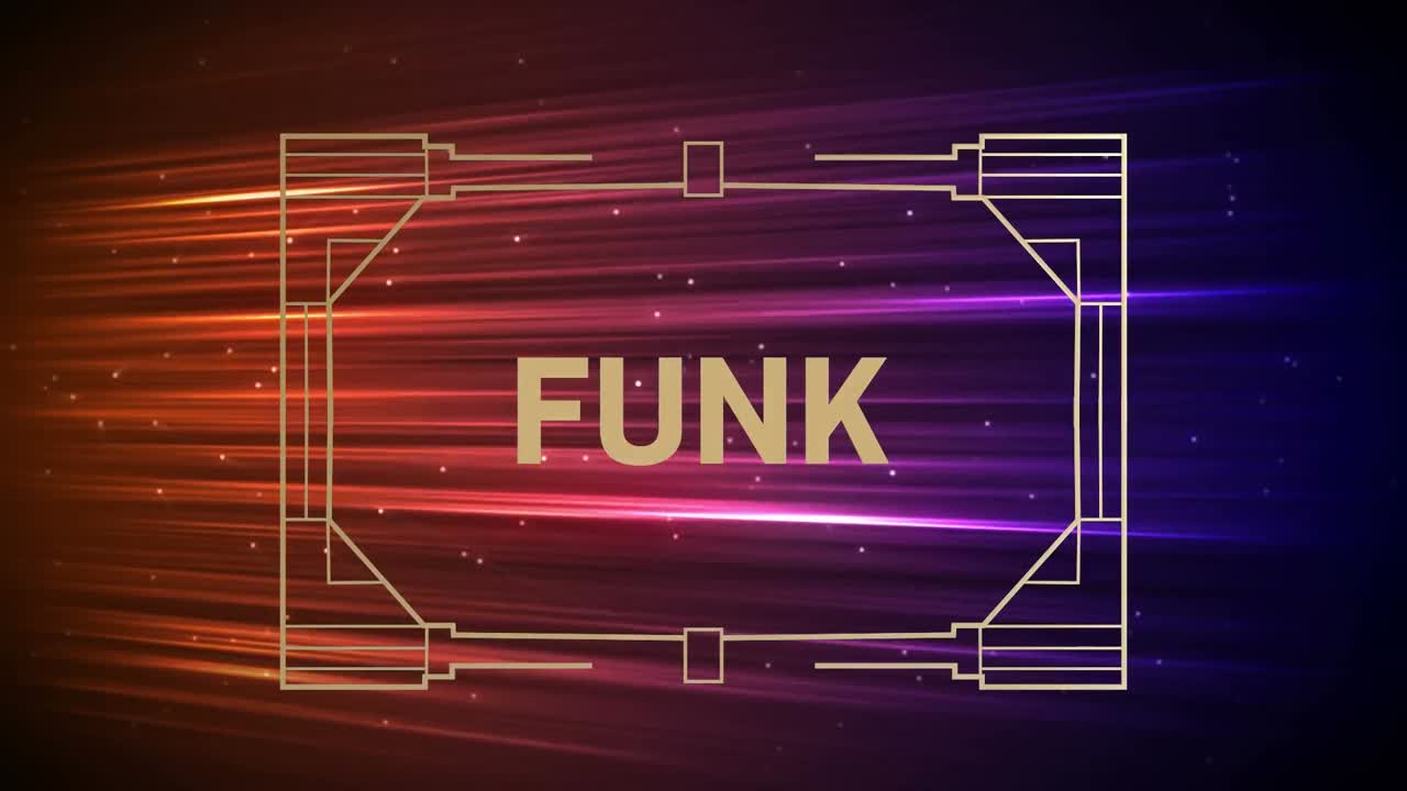 animación de texto funk sobre senderos de luz