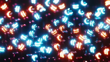 neon balls bouncing out of pipes. infinitely looped animation