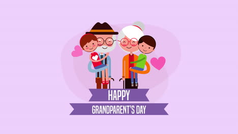 happy grandparents day card with family members