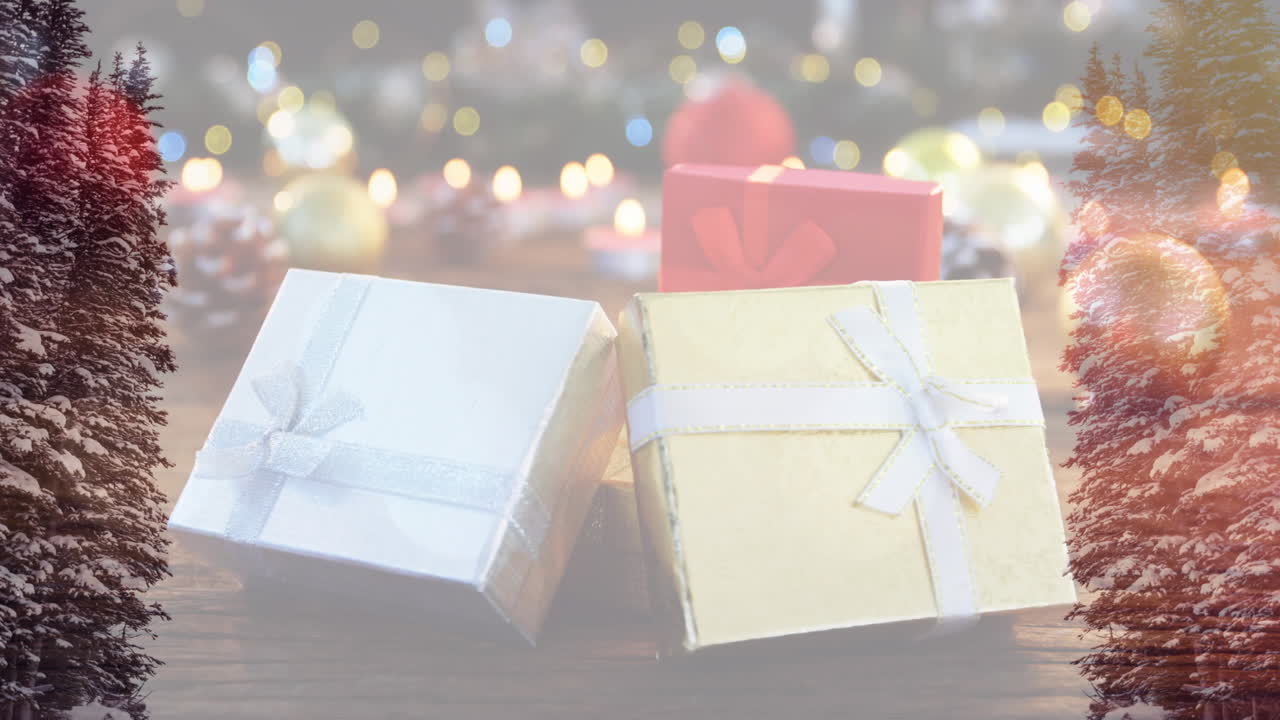 겨울 풍경 과 크리스마스 선물 의 비디오