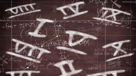 Animation-of-mathematical-equations-and-roman-numerals-on-black-background