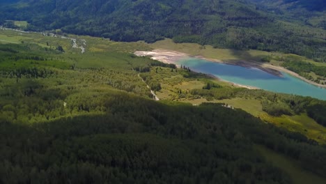 Aerial-view-flying-towards-silver-Jack-lake-Colorado