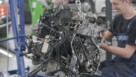 car engine repair in progress