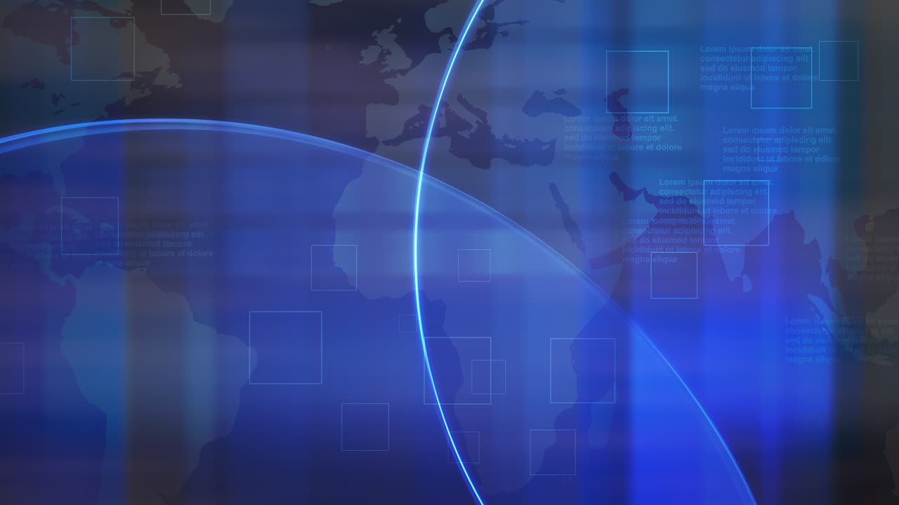 Newsroom with blue global map and lines