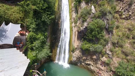 aerial shot of kefrida waterfalls by drone