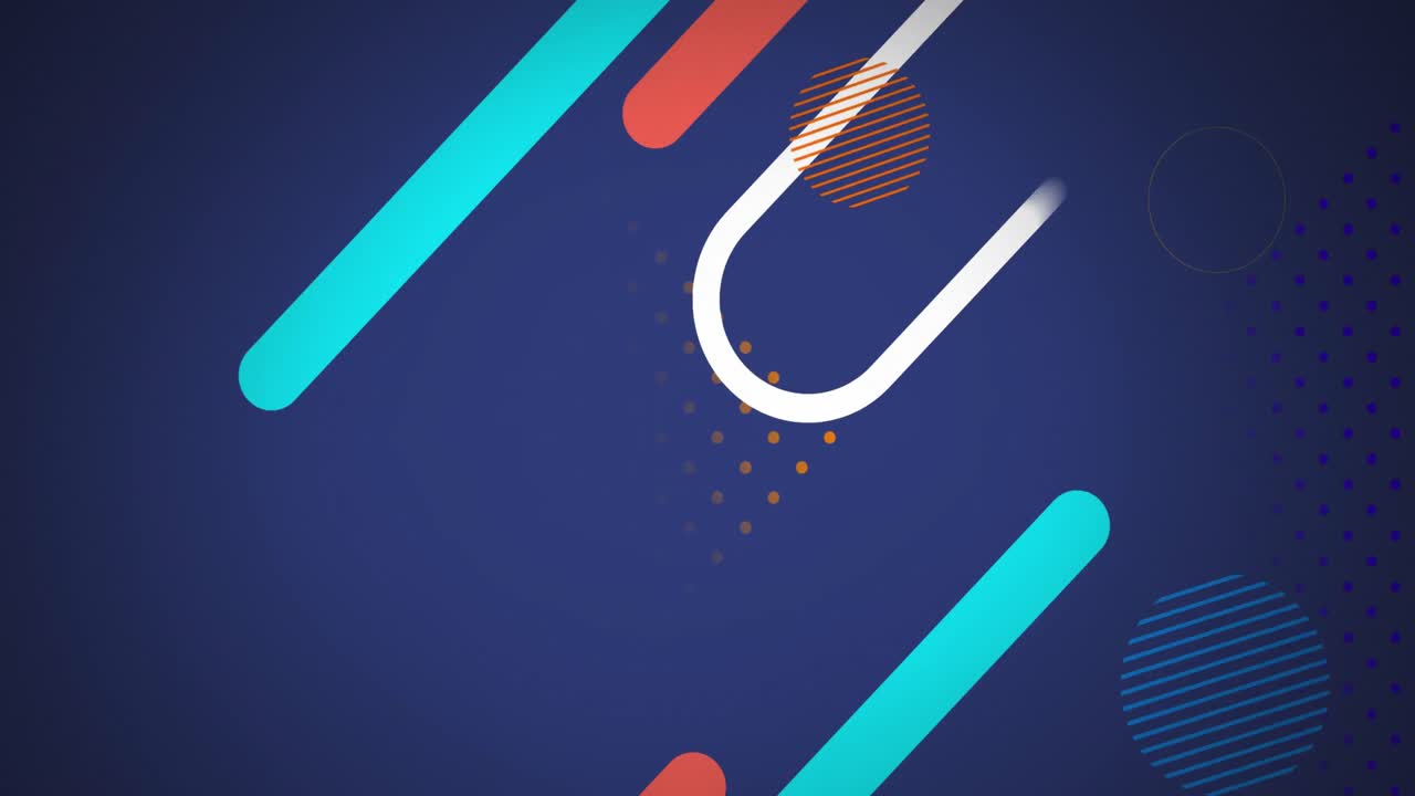 Multiple abstract shapes moving against blue background