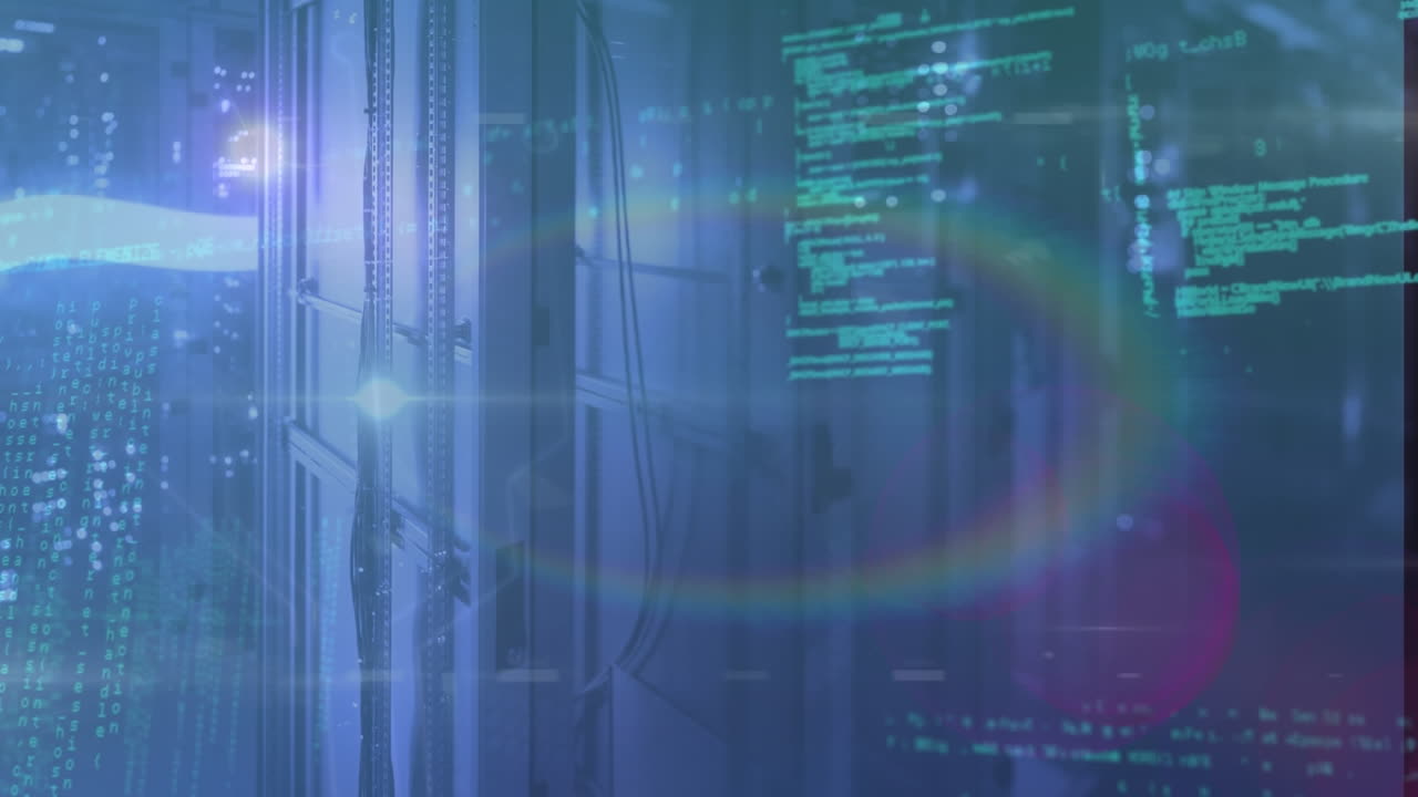 Animation of data processing over server room