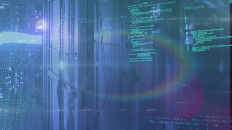 Animation of data processing over server room