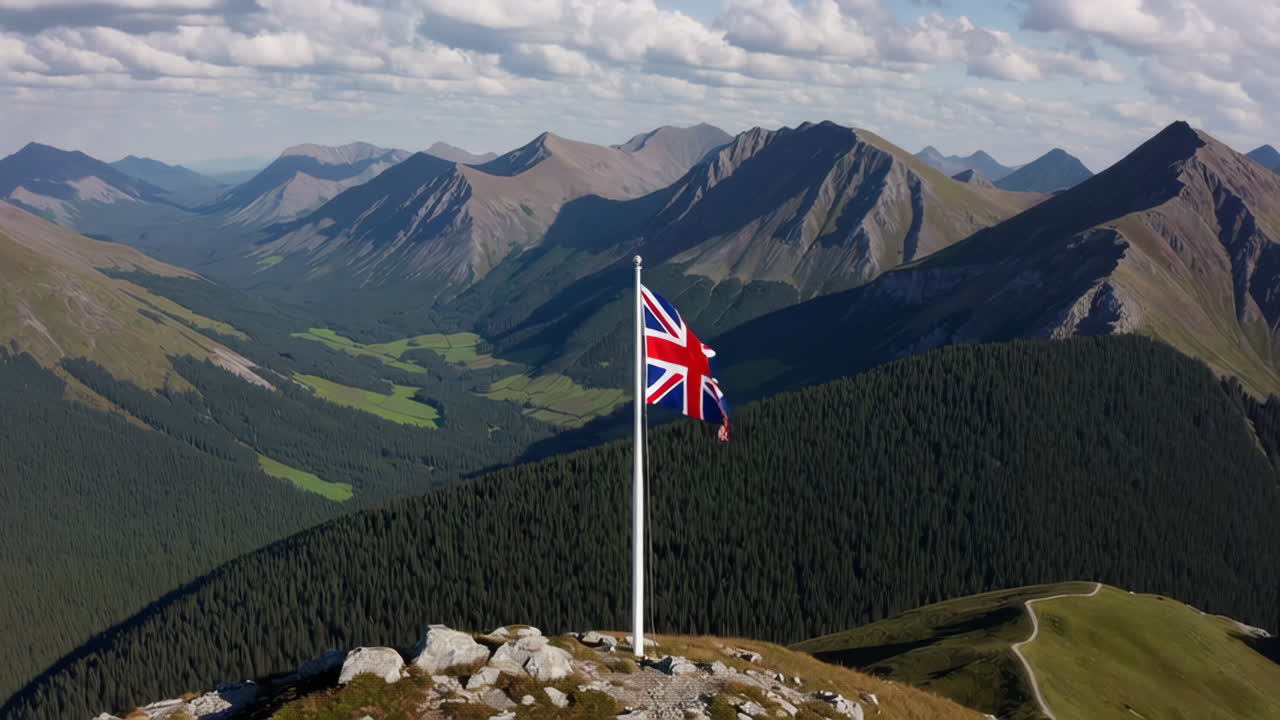 British Flag on Mountain Summit