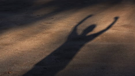 The-shadow-of-a-man-raises-his-hands-in-celebration