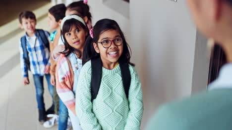 education, teacher and excited with children