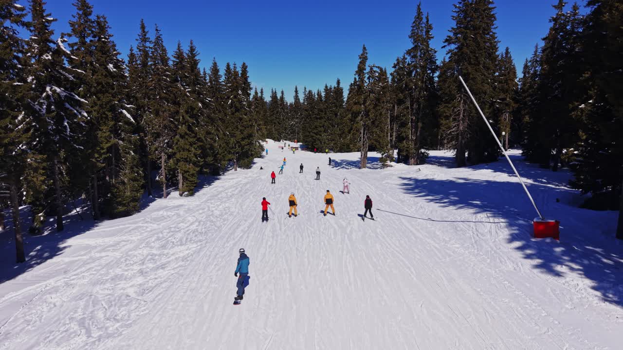 Skiing in the Carpathian Mountains of Bulgaria during winter