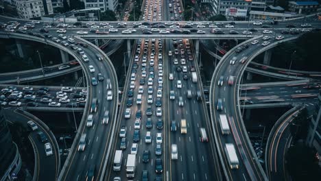 busy urban highway interchange with traffic