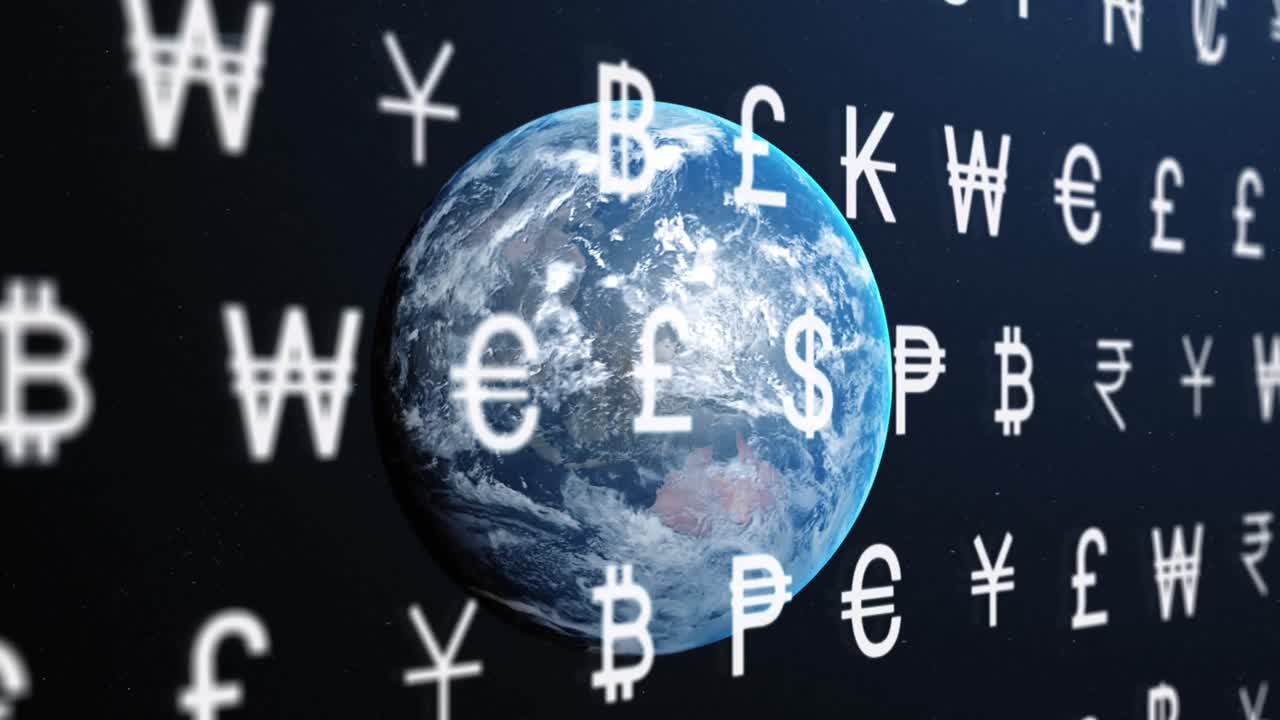 Animering av valuta databehandling över jordklotet