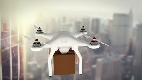 digital image of drone holding cardboard box