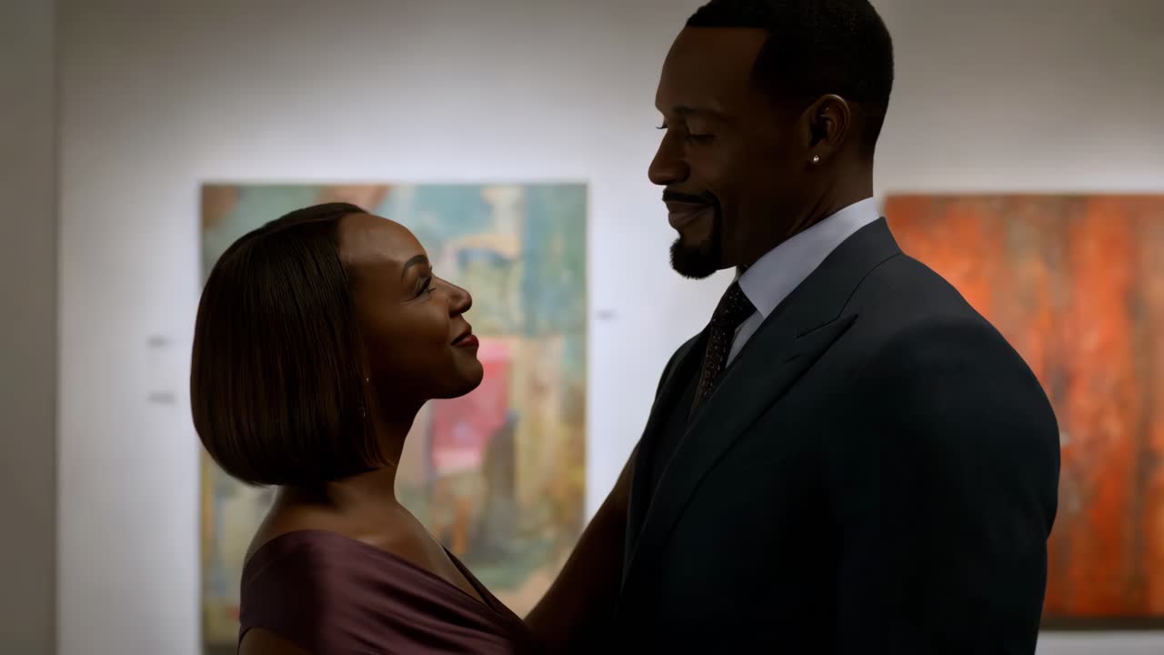 pareja en una galería de arte