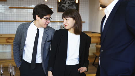 business people in a cafe