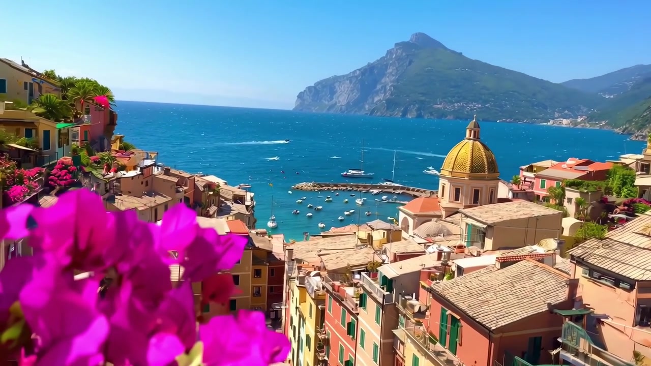 Pittoresca Cittadina Costiera in Italia che si Affaccia sul Mar Mediterraneo