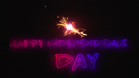 happy independence day text and a sparkle for fourth of july.